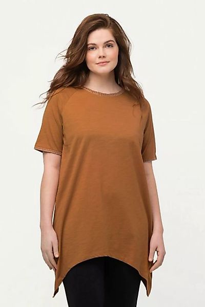 Ulla Popken Rundhalsshirt T-Shirt Ziernähte Rundhals Halbarm Biobaumwolle günstig online kaufen