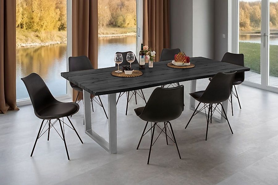 Loreno® Esstisch Josy, Holz-Optik Grau, Baumkante, günstig online kaufen