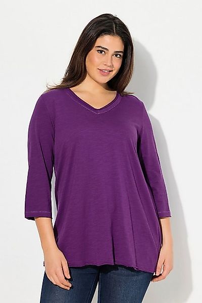 Ulla Popken T-Shirt Shirt Metallic-Nähte V-Ausschnitt günstig online kaufen