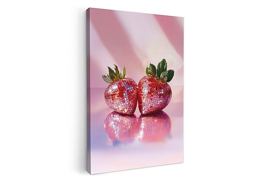 OneMillionCanvasses® Leinwandbild Disco - Obst - Glitzer - Erdbeere, Fotodr günstig online kaufen