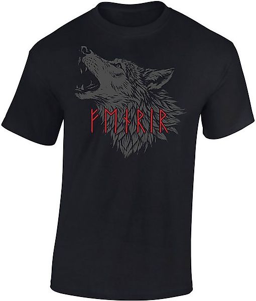 Baddery Print-Shirt Wikinger T-Shirt: "Fenrir" - Fenriswolf, Viking Shirt M günstig online kaufen