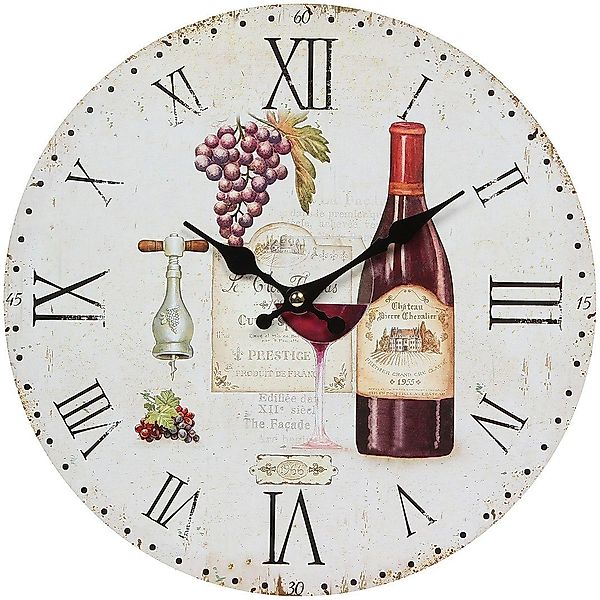 Ambiente Haus Wanduhr Wanduhr -Wein 28cm günstig online kaufen