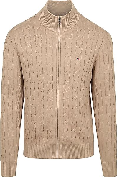 Tommy Hilfiger Strickjacke Zip Cable Beige - Größe XXL günstig online kaufen