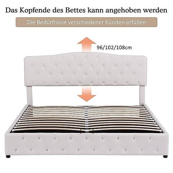 HAUSS SPOLE Polsterbett 180x200cm mit Lattenrost und höhenverstellbares Kop günstig online kaufen