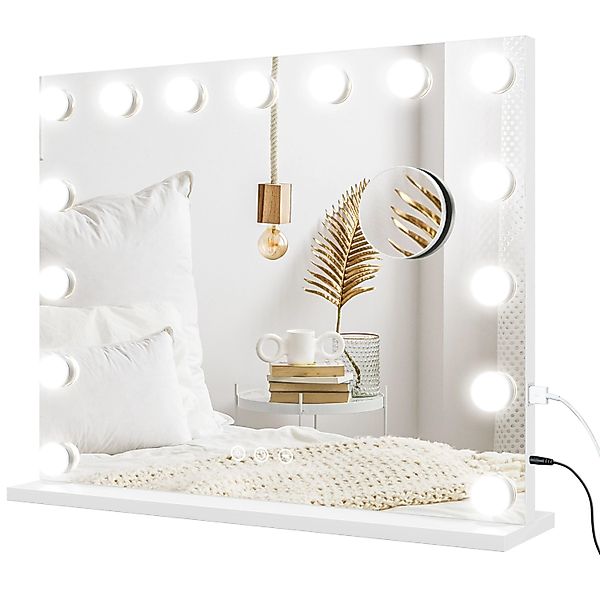 HOMCOM Hollywood Spiegel mit Beleuchtung mit 15 LED Licht Kosmetikspiegel günstig online kaufen