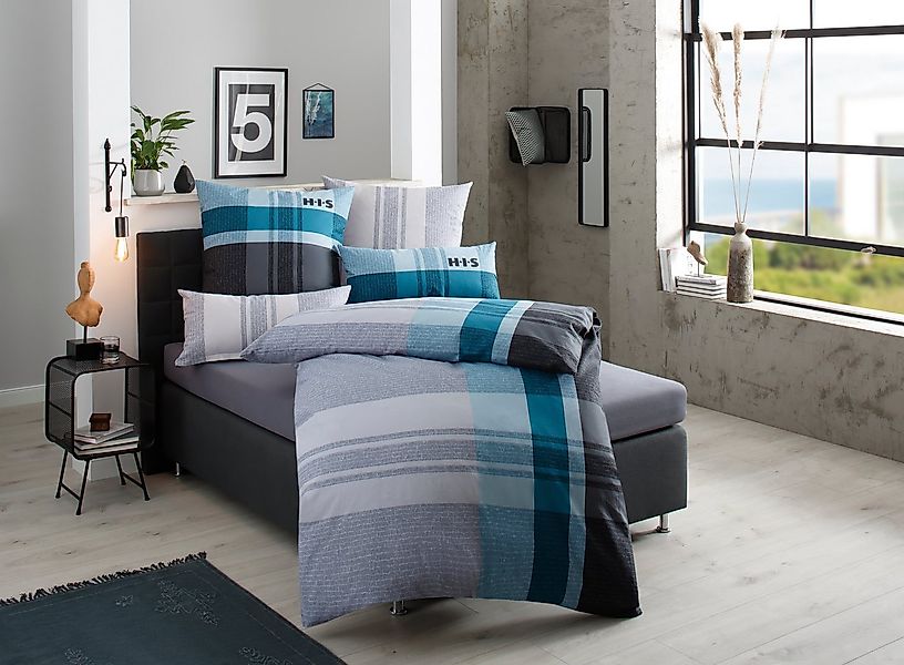 H.I.S Bettwäsche Pascal in 135x200 oder 155x220 cm, Biber, 2 teilig, karier günstig online kaufen