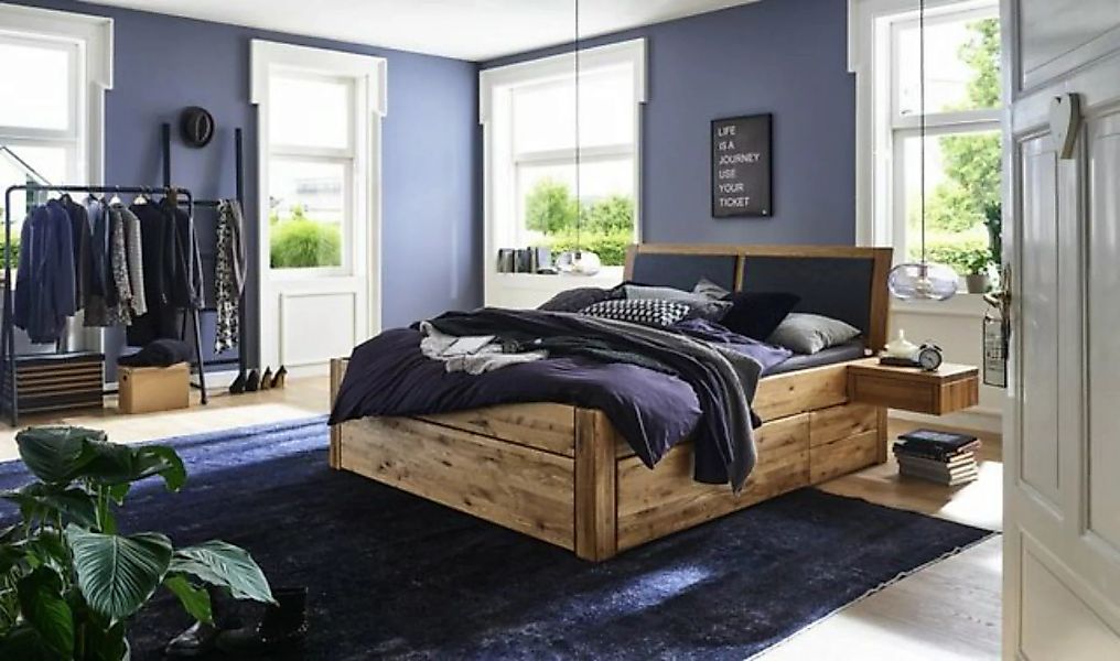 Natur24 Einzelbett Bett Horsens 160x200 Wildeiche mit Kopfteil 1 Schubkaste günstig online kaufen