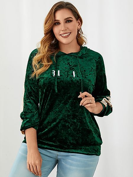 YOINS Plus Größe Pullover Brief Kordelzug Kapuzen Design Langarm Sweatshirt günstig online kaufen