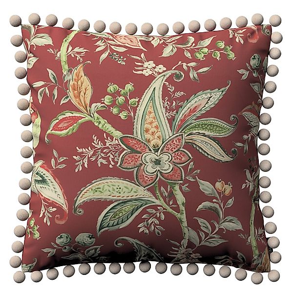 Kissenhülle Wera mit Bommeln, rot, 45 x 45 cm, Gardenia (142-12) günstig online kaufen