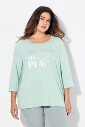 Ulla Popken T-Shirt Shirt Metallic-Schriftmotiv A-Linie günstig online kaufen