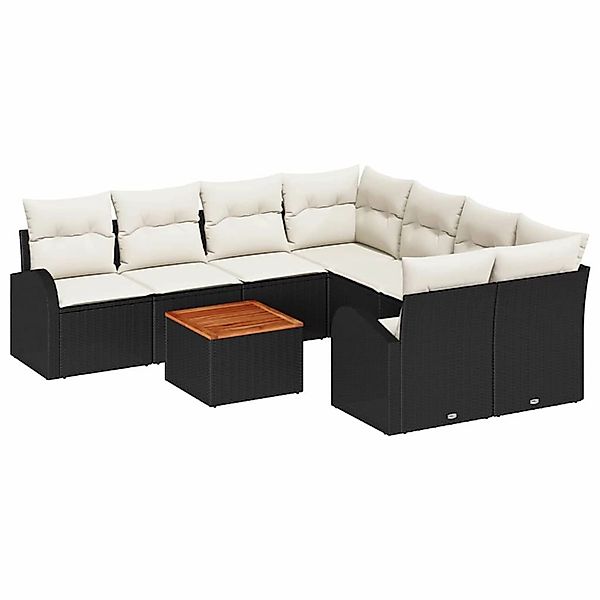 vidaXL Garten-Sofa-Set 9-Tlg Schwarz Weiß 3356227 günstig online kaufen