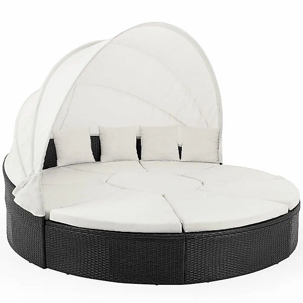 Polyrattan Sonneninsel Schwarz/Creme Ø230cm günstig online kaufen