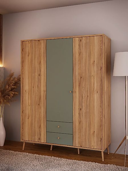 FORTE Kleiderschrank, (B/H/T ca. 94,5x185,6x52,2 cm), Salbei, Drehtürenschr günstig online kaufen