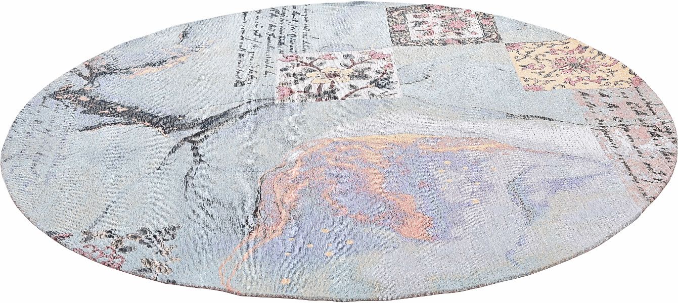 Gino Falcone Teppich »Cosima-106«, rund, 3 mm Höhe, flachgeweber Jaquard-Te günstig online kaufen