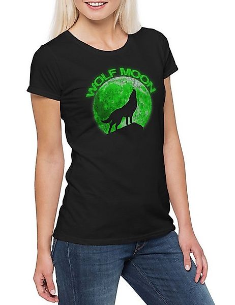 Urban Backwoods Print-Shirt Wolf Moon Damen T-Shirt Wölfe Mond Type Werwolf günstig online kaufen