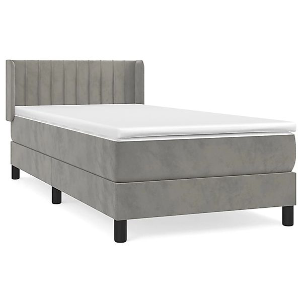 vidaXL Boxspringbett, Boxbett mit Matratze Hellgrau 90x190 cm Samt günstig online kaufen