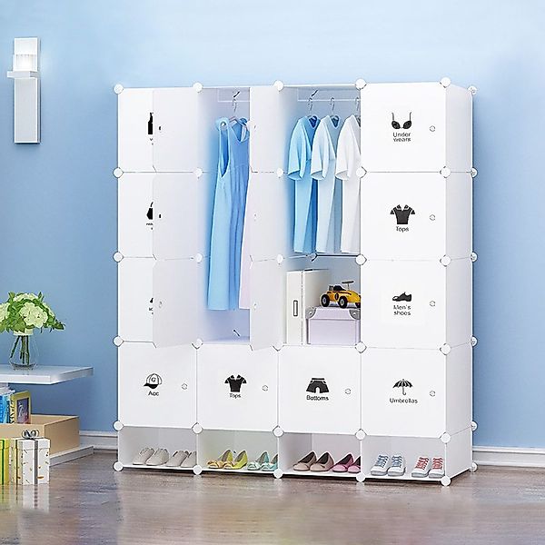 JEOBEST Kleiderschrank Tragbarer Regalsystem Schlafzimmerschrank, Schuhrega günstig online kaufen