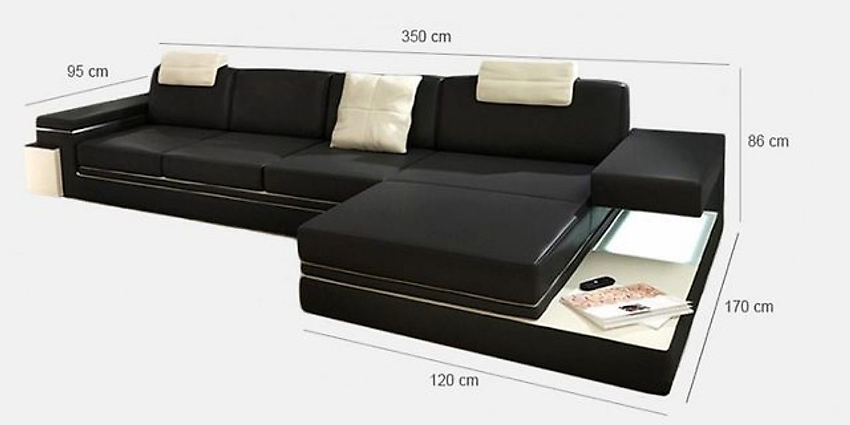 JVmoebel Ecksofa Design Ledersofa Sofa Couch Polster Wohnlandschaft Eck Gar günstig online kaufen