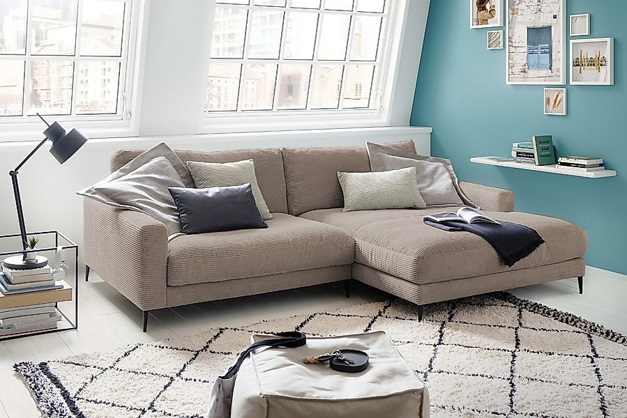 KAWOLA Ecksofa CARA, Couch L-Form links oder rechts Cord verschiedene Farbe günstig online kaufen