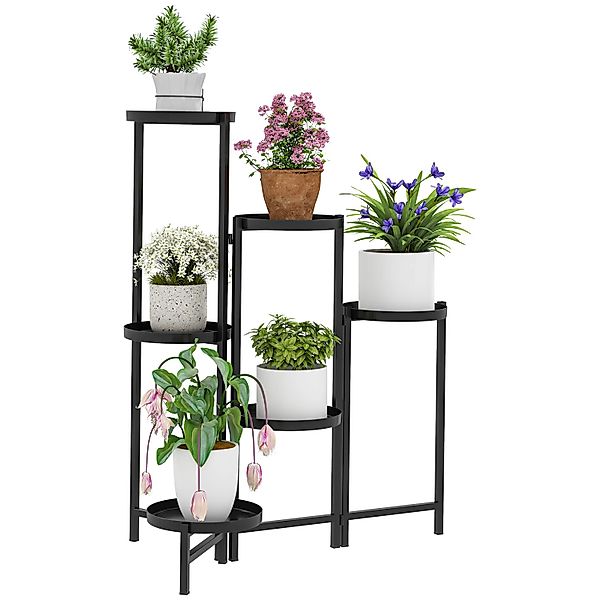 Outsunny  Pflanzenständer Metall Schwarz 60L x 40B x 80H cm günstig online kaufen