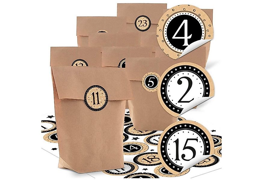 Logbuch-Verlag Dekofigur 24 Weihnachtstüten mit Weihnachtsaufkleber - als D günstig online kaufen