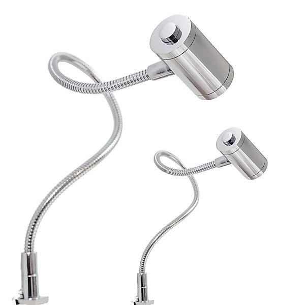 kalb LED Bettleuchte Silbergrau 3W Warmweiß Leseleuchte Aufbauleuchte Nacht günstig online kaufen