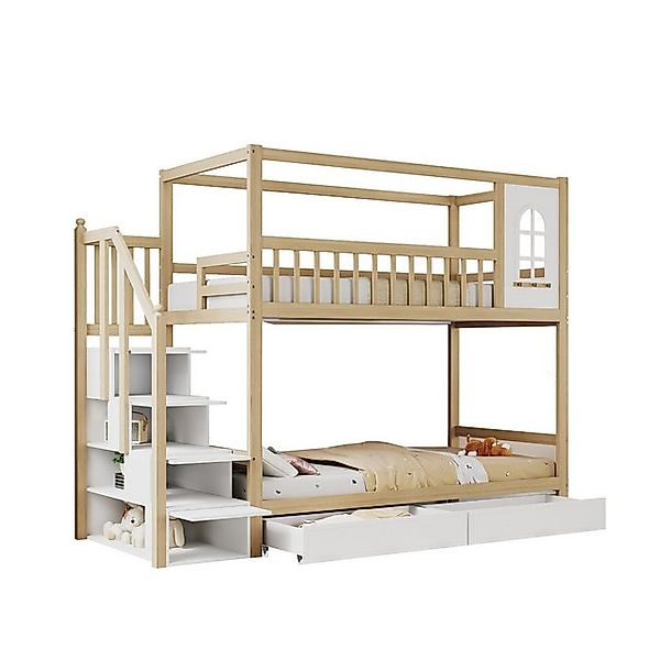 Gotagee Kinderbett Etagenbett Massivholz Doppelbett 90x200cm Jugendbett Hol günstig online kaufen