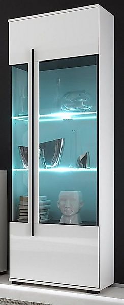 Furn.Design Standvitrine Design-D (Vitrinenschrank ca. 60x200 cm) in weiß H günstig online kaufen