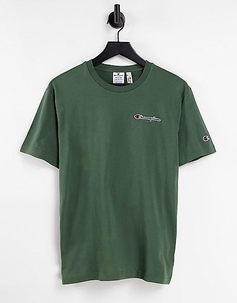 Champion – T-Shirt in Khaki mit kleinem Logo-Grün günstig online kaufen
