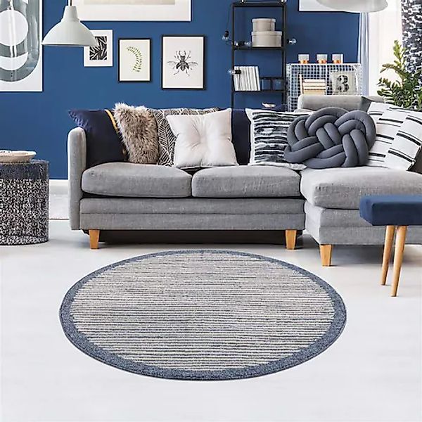Carpet City Teppich »Art 2231«, rund, 7 mm Höhe, Kurzflor, Streifen-Muster, günstig online kaufen