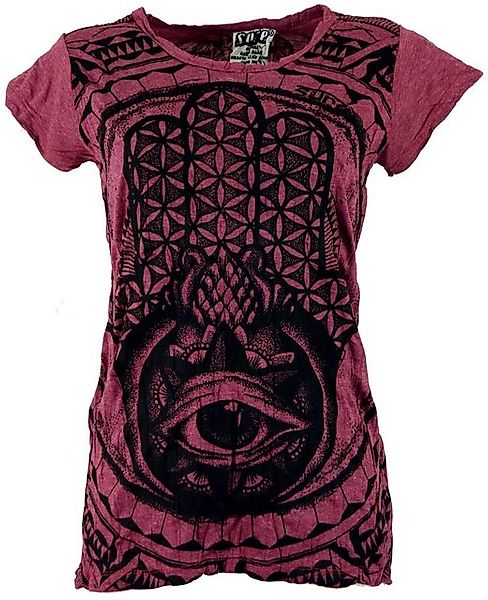 Guru-Shop T-Shirt Sure T-Shirt Fatimas Hand - bordeaux alternative Bekleidu günstig online kaufen