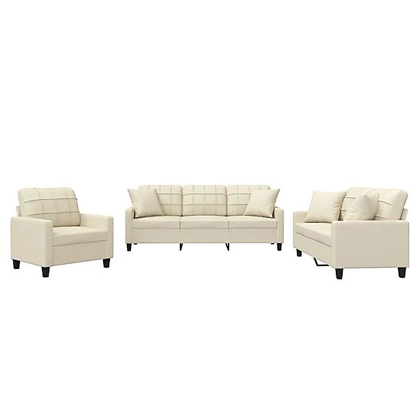 vidaXL 3-Tlg Sofagarnitur mit Kissen Creme Kunstleder 3201349 günstig online kaufen