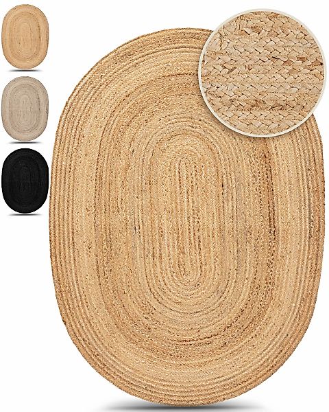 carpetfine Teppich "Nele Juteteppich Naturfaser" rund 6 mm Höhe geflochtene günstig online kaufen