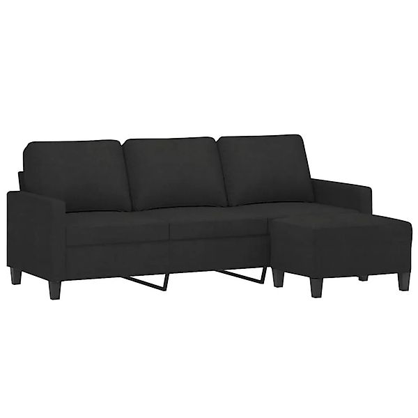 vidaXL 3-Sitzer-Sofa mit Hocker Schwarz 180 cm Stoff 3201041 günstig online kaufen