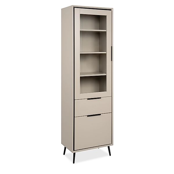 Furn.Design Vitrine in Sand und Schwarz 60 x 200 cm Brebbia günstig online kaufen