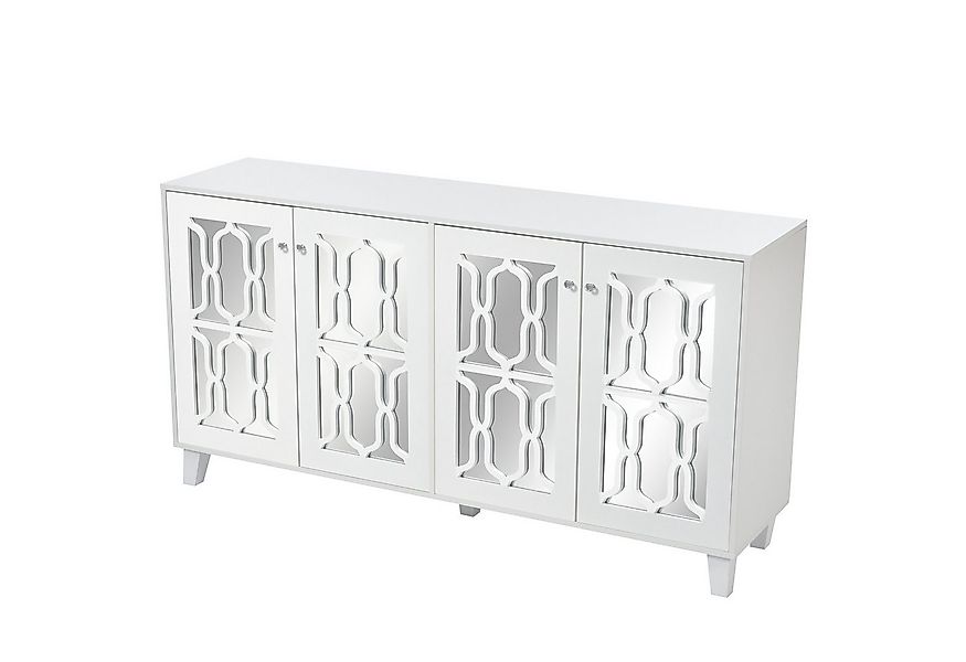 Merax Sideboard mit Spiegelelementen und geometrischem Trellis-Muster, Komm günstig online kaufen