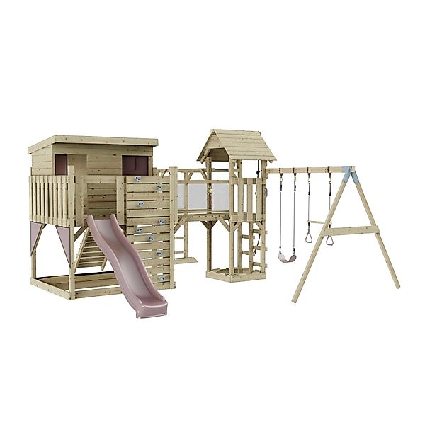 OutdoorToys Spielturm Johanna mit Trapezschaukel Altrosa günstig online kaufen