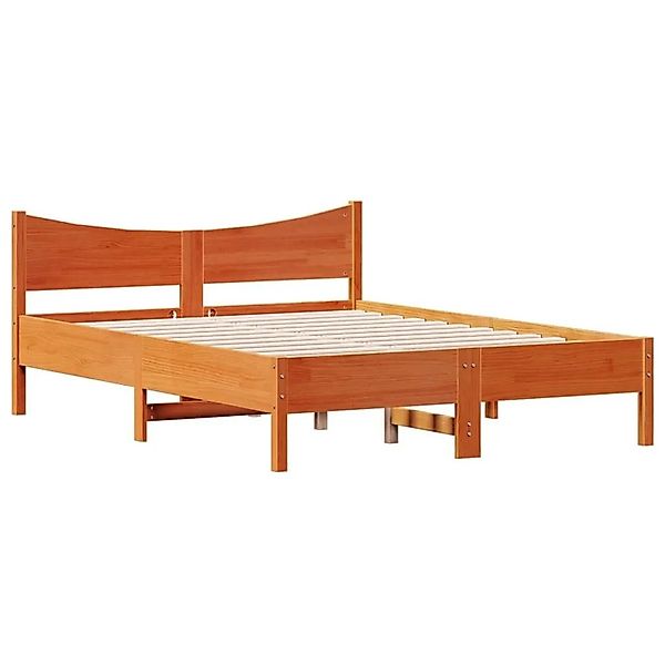 vidaXL Massivholzbett ohne Matratze Wachsbraun 135x190 cm Kiefernholz 84474 günstig online kaufen