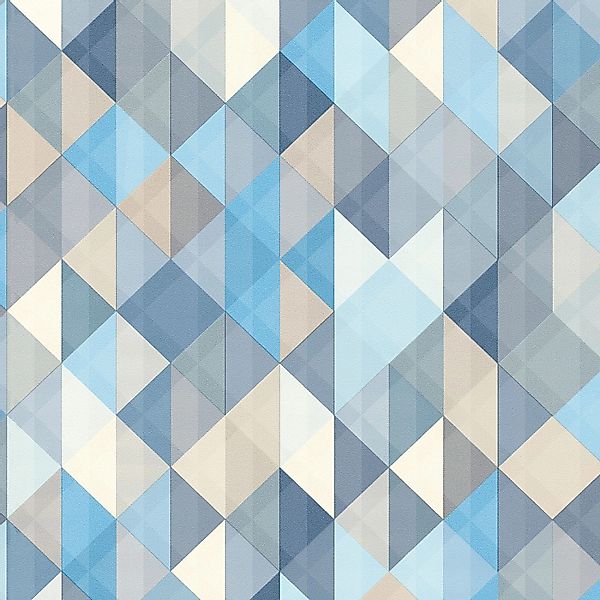 Bricoflor Blaue Tapete Nordisch Geometrische Wohnzimmer und Schlafzimmer Vl günstig online kaufen