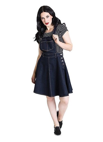 Hell Bunny A-Linien-Kleid Dakota Pinafore Dress Navy Retro Vintage Latzklei günstig online kaufen