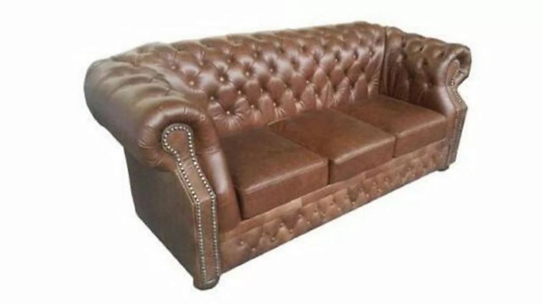 JVmoebel 3-Sitzer Chesterfield Vintage 100% Leder Couch Polster Ledersofa S günstig online kaufen