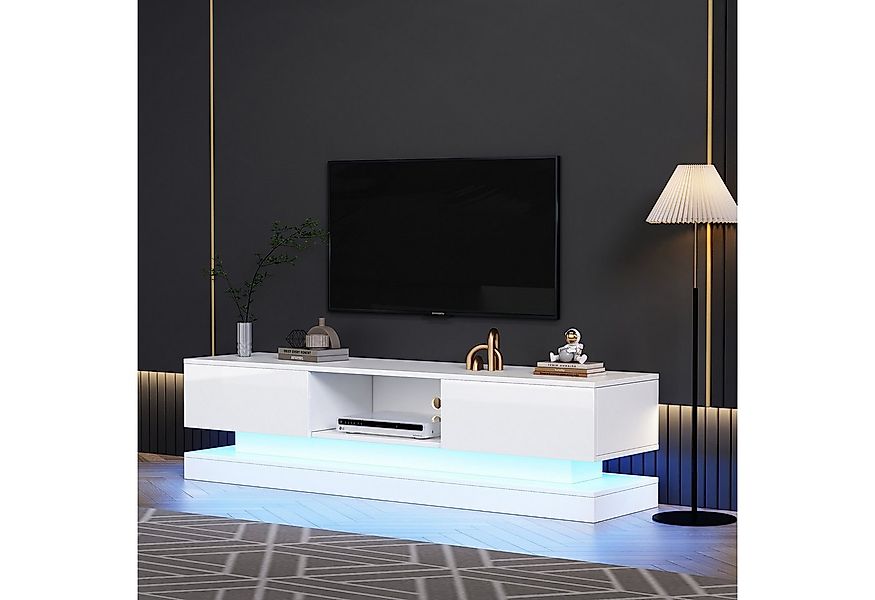 OKWISH Lowboard mit LED und Schubladen, freistehend (TV-Schrank hochglanz, günstig online kaufen