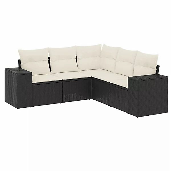 vidaXL 5-tlg Garten-Sofagarnitur mit Kissen Schwarz Poly Rattan Modell 119 günstig online kaufen