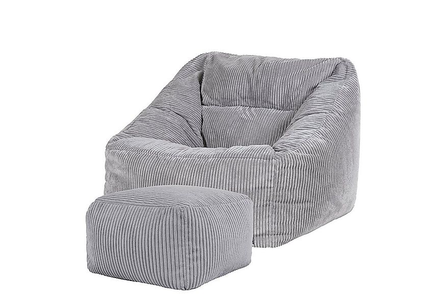 icon Sitzsack Riesen Sessel aus Cord Flauschig „Natalia" mit Hocker (Spar-S günstig online kaufen