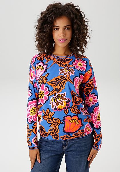 Aniston CASUAL Sweatshirt, mit großflächigen, grafischen Blumendruck günstig online kaufen