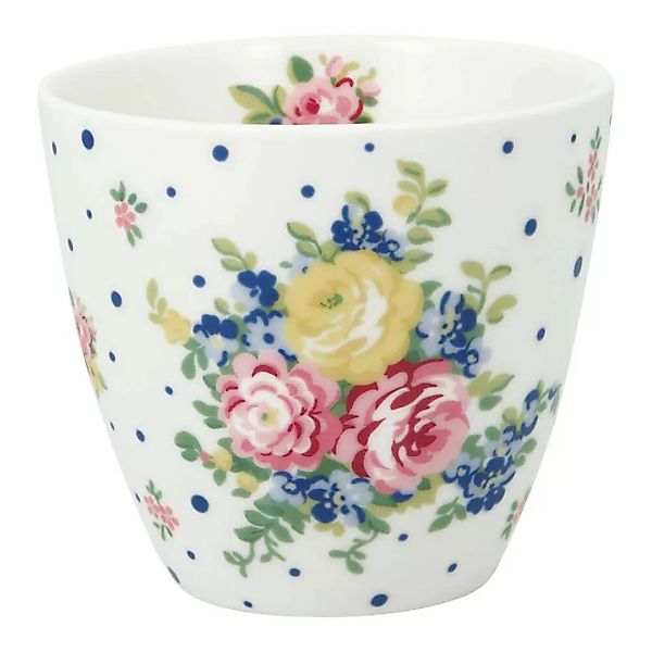 Greengate Latte Cup Laura White Tasse Steingut Weiß Blumen günstig online kaufen