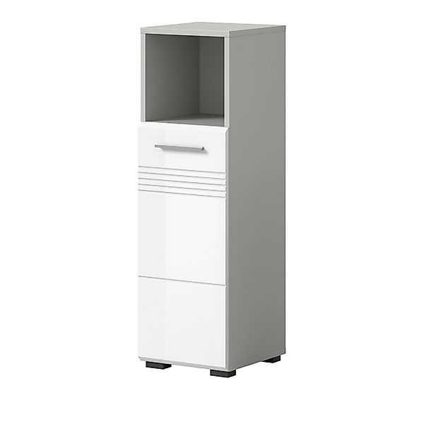 Inn.Furn Badkommode Weiß Hochglanz Grau 30 cm mit Soft-Close Carlo günstig online kaufen