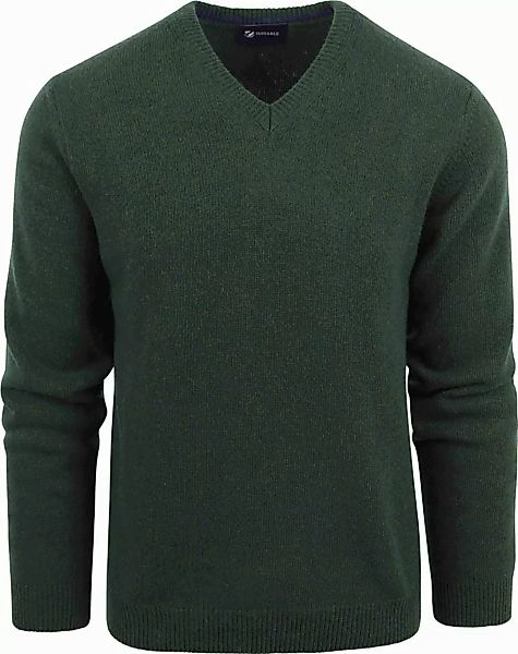 Suitable Lammwolle Pullover V-Ausschnitt Dunkelgrün - Größe 3XL günstig online kaufen