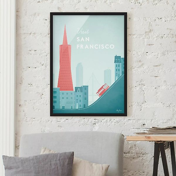 Bild mit Rahmen Architektur & Skyline - Hochformat Reiseposter - San Franci günstig online kaufen