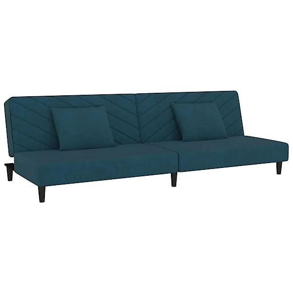 vidaXL Schlafsofa 2-Sitzer mit 2 Kissen Blau Samt 375909 günstig online kaufen
